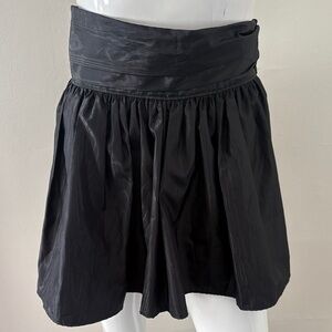 Vintage Black High Waisted Taffeta Mini Skirt Woodgrain Print Holiday Party